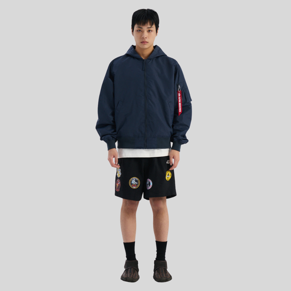 Бомбер Alpha Industries Logo L-2B Hooded Hunter Replica Blue (Синий)