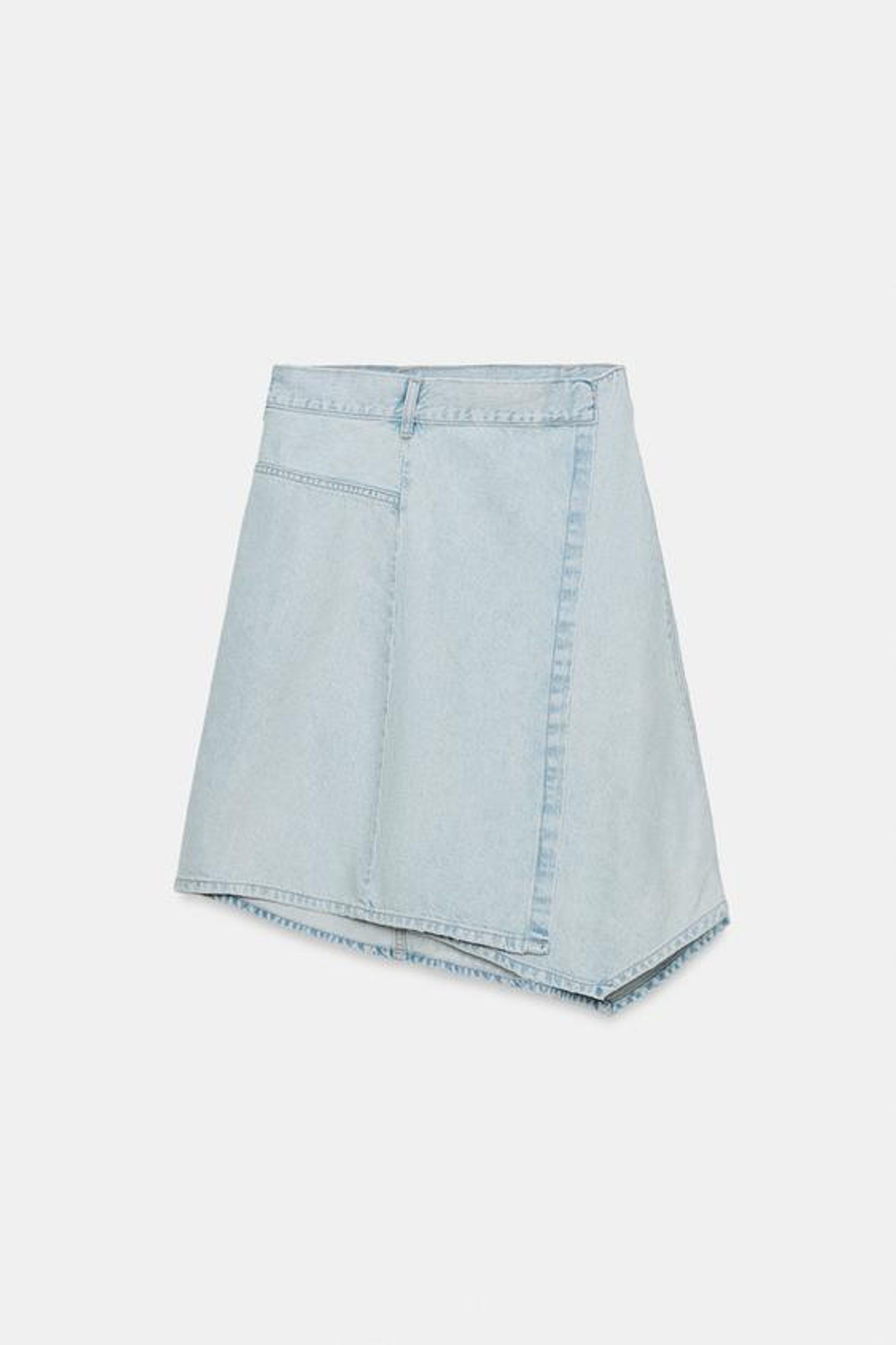 ZARA АСИММЕТРИЧНАЯ ДЖИНСОВАЯ ЮБКА МИДИ TRF, ГОЛУБОЙ