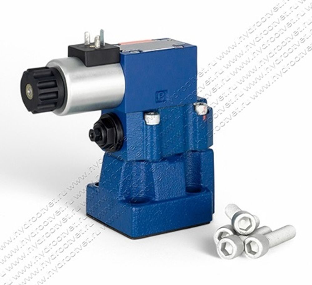DBW10B2-5X/200CG24N9K4 - Предохранительный клапан Ду10 с давлением настройки до 200 бар, управление - X и Y - внутренние с разгрузкой B = открыт с электроуправлением G24