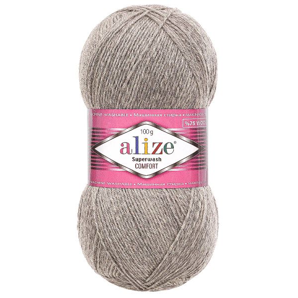 Пряжа Alize (Ализе) Superwash Comfort Socks / уп.5 мот. по 100 г, 420м, 021 серый меланж A