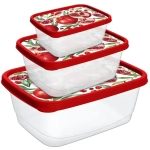 Набор контейнеров для продуктов прямоугольных 3 шт (0,5л+0,85л+1,5л) красный