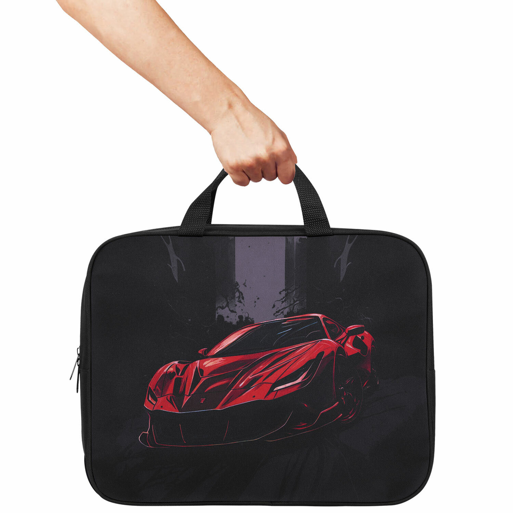 Папка на молнии с ручками BRAUBERG KIDS А4, 1 отделение, полиэстер, 80мм, Red car, 272122