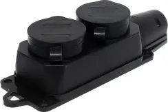 Колодка Navigator 2 гнезда с заземлением IP44 каучук + поликарбонат черная 38009