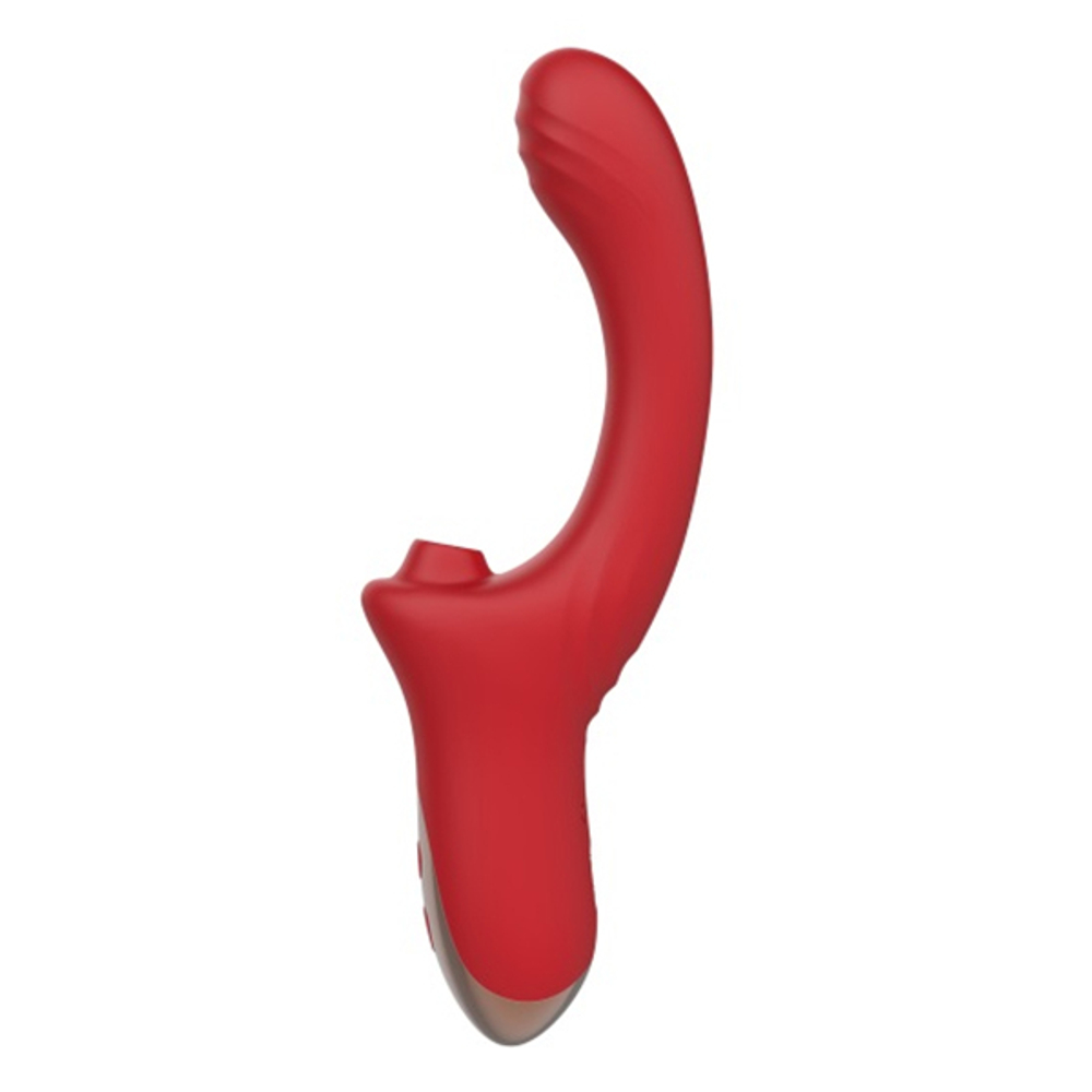 Красный вагинально-клиторальный вибратор с вакуумной стимуляцией Secwell Suction Vibrator Magic Wand G-Spot and Clitoris SW3044 Red