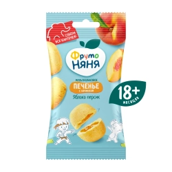 Печенье ФрутоНяня мультизлаковое с начинкой из яблок и персиков, 50 гр с 18 месяцев
