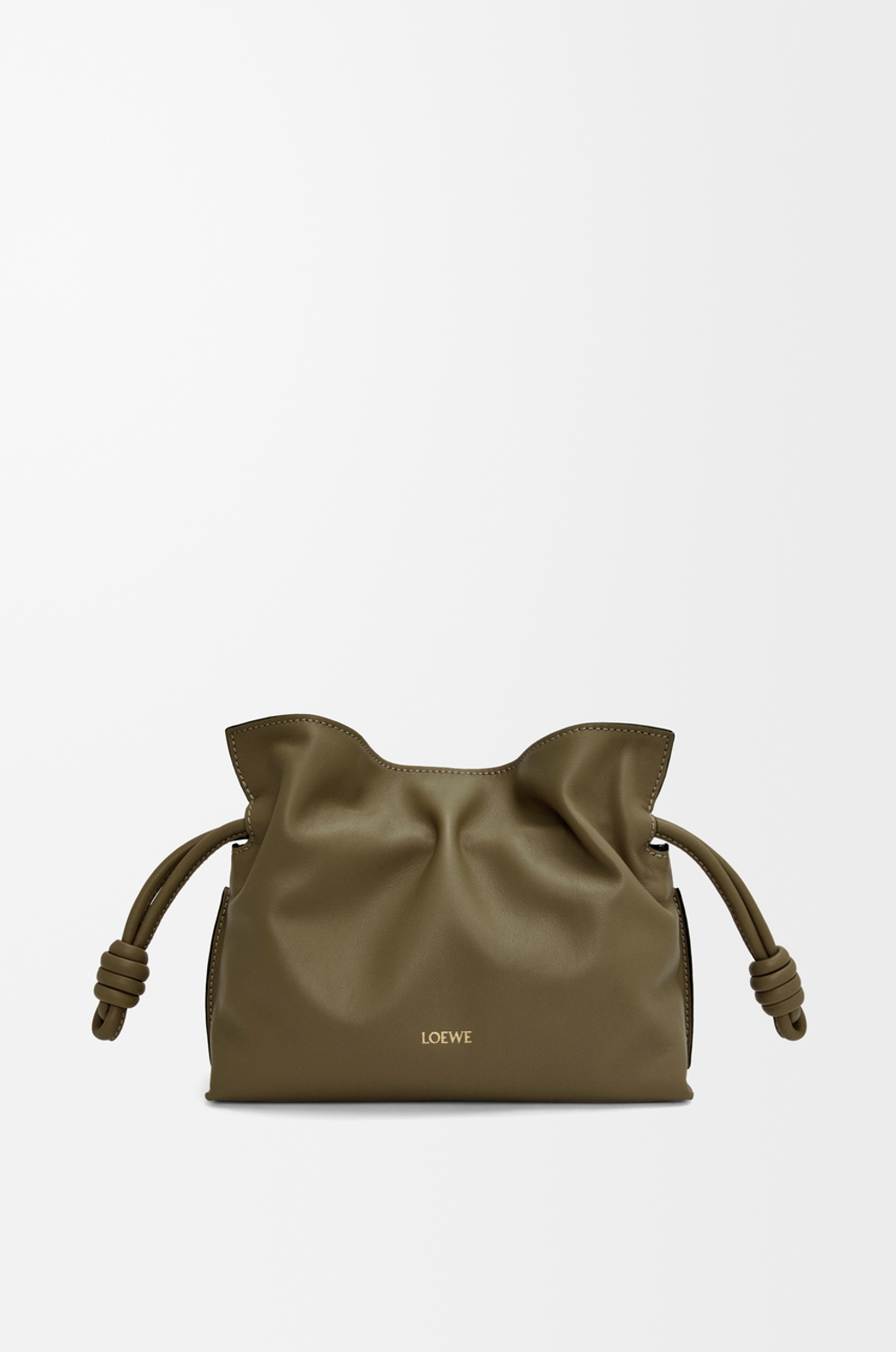 Loewe Мини-клатч Flamenco из телячьей кожи наппа, темный хаки