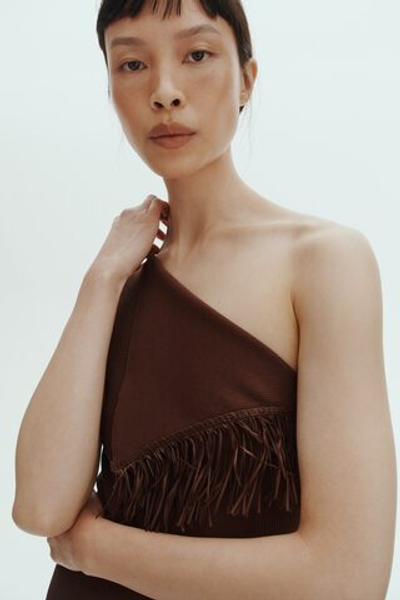 Трикотажное платье на одно плечо с кисточками - H&M