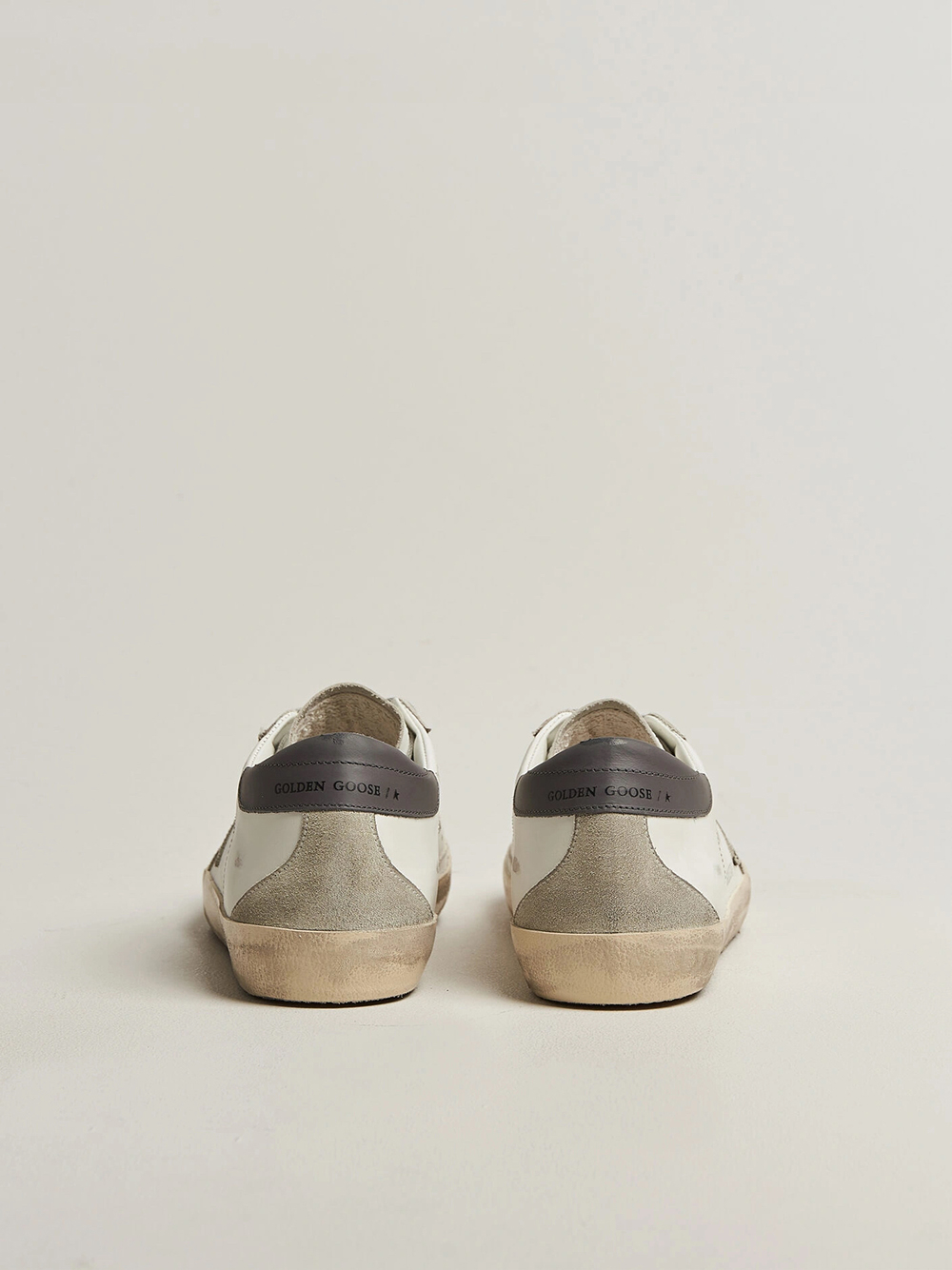 Men's Super Star with grey heel tab and metal stud lettering