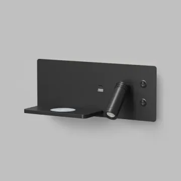 Бра с портами USB-A, USB-C и беспроводной зарядкой LED 11W 3000К DK5092-BK чёрный Chargelux Denkirs