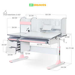 Письменный стол для школьников Ergokids Hamilton Multi BD-680