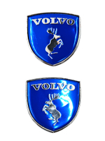 Наклейки Volvo Щит металлические синие объемные (шильдик Вольво щит, 3,8х3,8 см). 2 шт в комплекте. Синие с лого