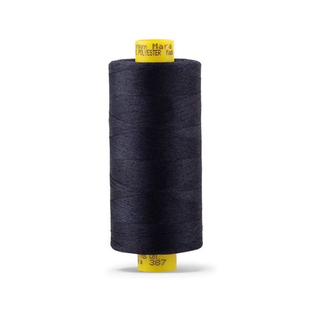 Нитка Gutermann Mara 120 (1000 метров), 1 кат., универсальная | 387 чернильно-черный