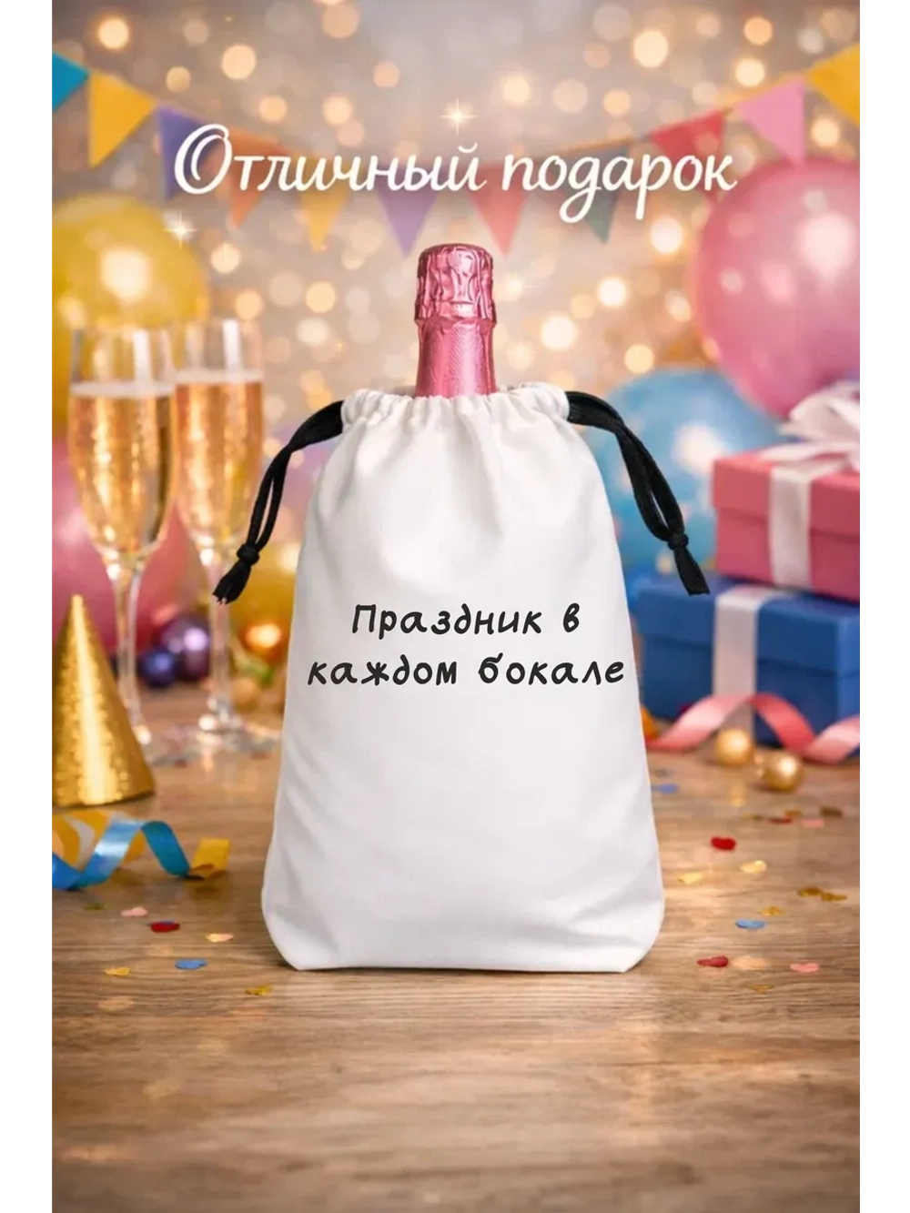 Мешок подарочный для вина, праздник в каждом бакале