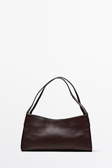 Massimo Dutti Сумка через плечо из кожи наппа, бургунди