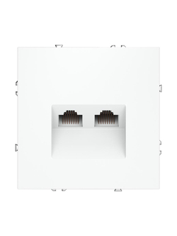 Розетка компьютерная 2-м СП S70 RJ45 + RJ45 кат.6 механизм бел. матов. Voltum VLS060202