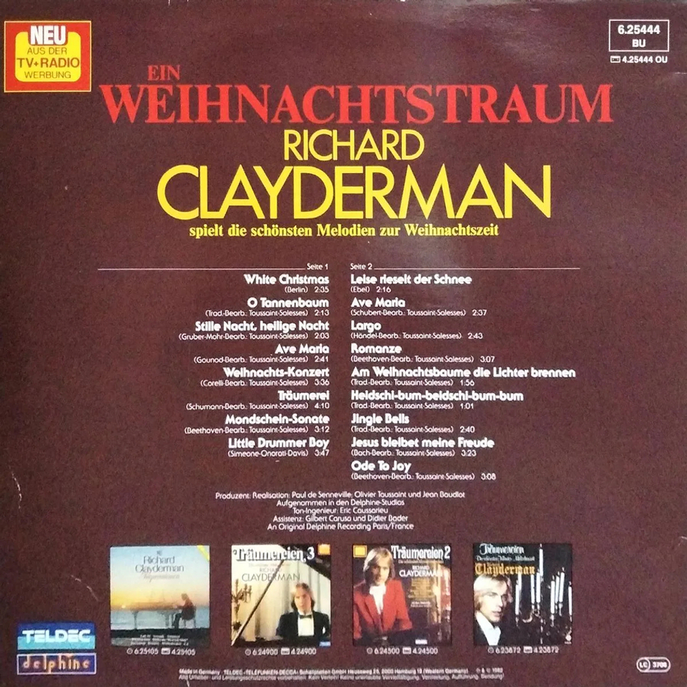 Richard Clayderman / Ein Weihnachtstraum (Richard Clayderman Spielt Die Schonsten Melodien Zur Weihnachtszeit) (LP)