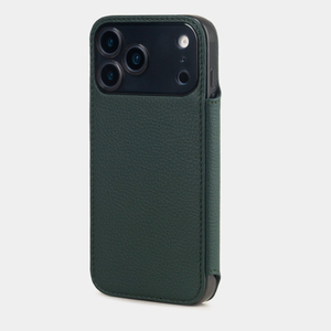 Чехол-книжка для iPhone 17 Pro - кожа теленка, темно-зеленый