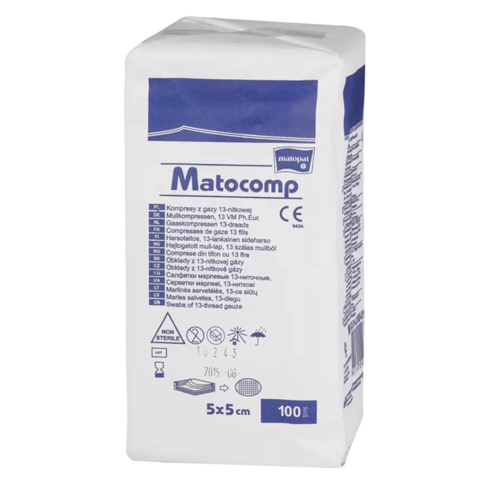 Салфетки нестерильные марлевые Matocomp 5х5 см 12 слоев 17 нитей 100 шт