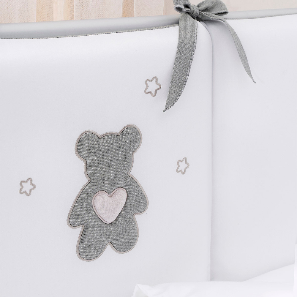 Комплект белья для классической кроватки Teddy Love 6 предметов цвет серо-оливковый