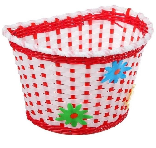 Корзина TRIX для детского велосипеда 12"-16", крепление на руль, 235х165х155мм, пластиковая, плетёная, красно-белая