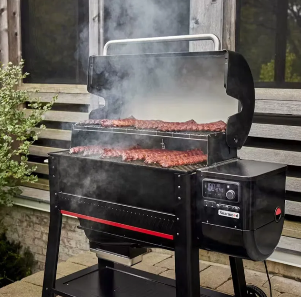 Пеллетный гриль Weber Searwood 600 XL + фронтальный столик
