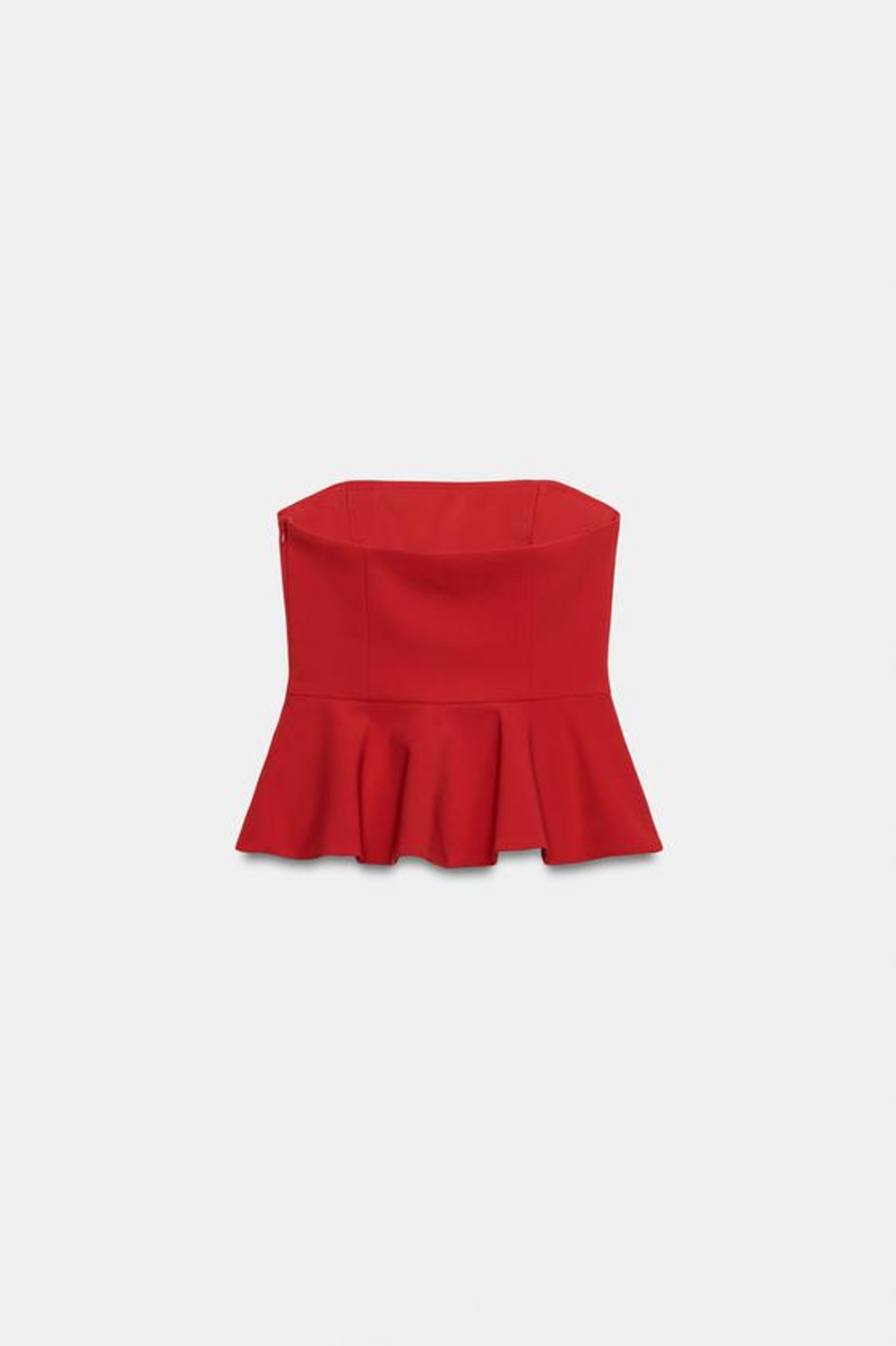 ZARA ТОП С БАСКОЙ И ОТКРЫТЫМИ ПЛЕЧАМИ, КРАСНЫЙ