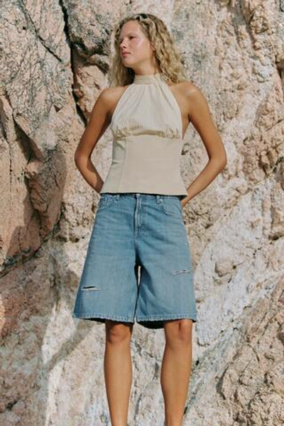 ДЖИНСОВЫЕ ШОРТЫ TRF СВОБОДНОГО КРОЯ СО СРЕДНЕЙ ПОСАДКОЙ И РАЗРЕЗАМИ — ZARA