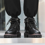 XIEGUIHUAYU Microfiber Leather Trendy Work Boots Men"s