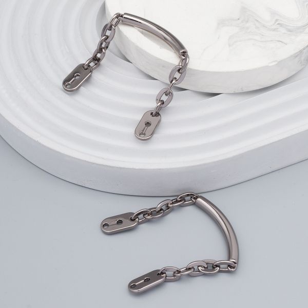 Цепочка-вешалка для одежды 105х7 мм, металл, Pewter олово, чер.никель, 2 шт, MB196