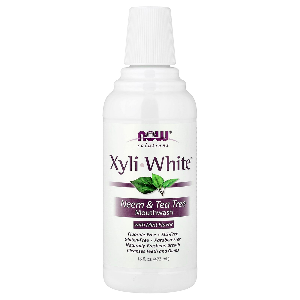NOW Foods, Solutions, XyliWhite™, ополаскиватель для рта, ним и чайное дерево с мятой, 473 мл (16 жидк. унций)
