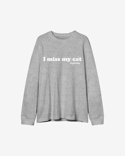 Лонгслив I miss my cat серый меланж