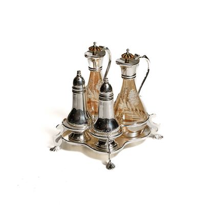 Сервировочный набор на подставке Roomers Tableware серебряный