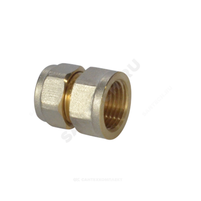 Муфта МП латунь никель обжим Дн 16х3/4" ВР ГОСТ 32415-2013 7002 Aquasfera 7002-02