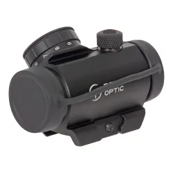 Коллиматор Target Optic 1x20, Weaver, красная марка, точка 2 MOA, проставка - вид с защитными крышками