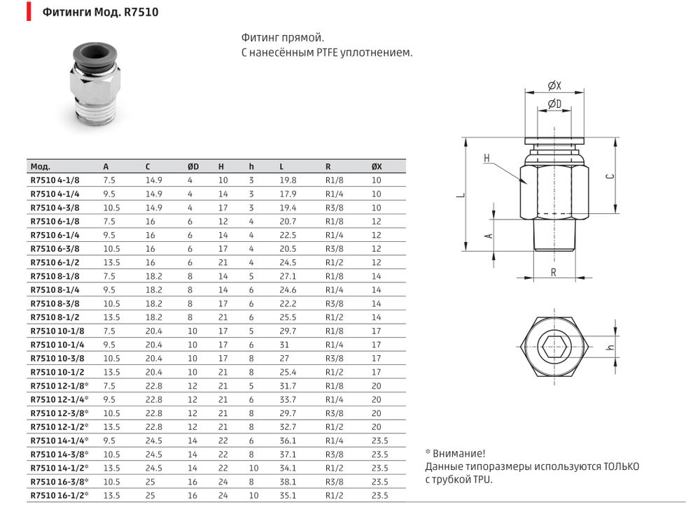 R7510 Фитинг прямой Камоцци