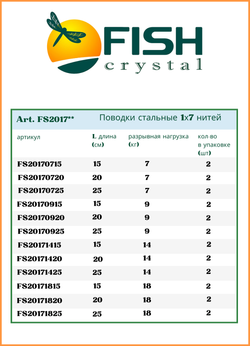Поводок рыболовный Fish Crystal стальной AFW 1Х7 18кг-25см ( 5 упаковок )