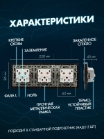 Розетка с заземлением тройная из закаленного стекла