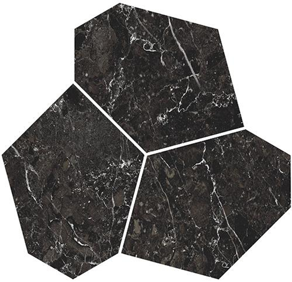 Керамогранит KERAMA MARAZZI МАРСЕЛЬ наборный чёрный матовый обрезной 26,5x25,5 / 9 мм. / KMD2HID028GR