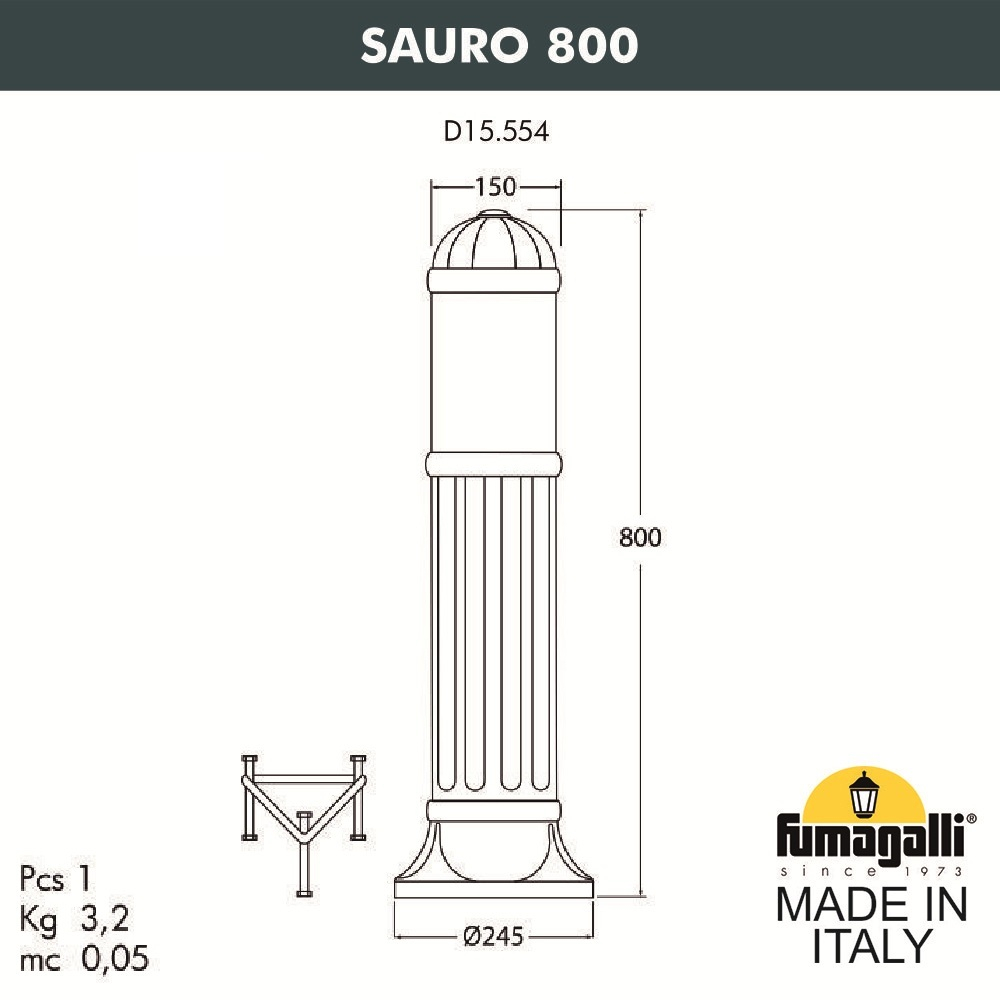Ландшафтный светильник Fumagalli SAURO D15.554.000.WXF1R.FC1