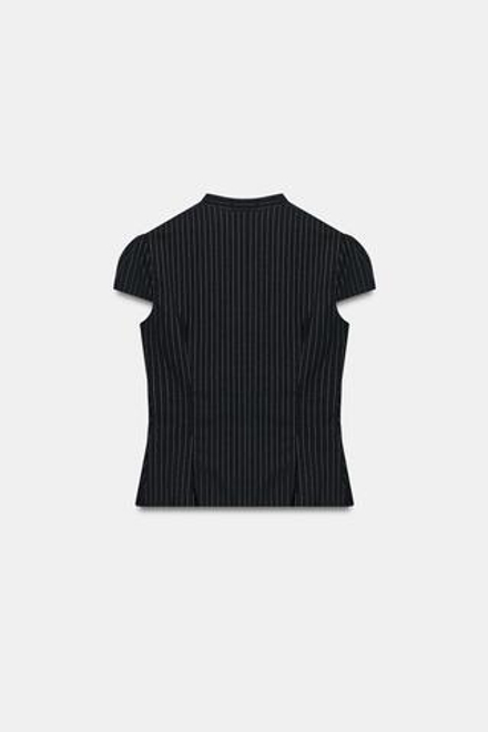 ZARA ТОП В ПОЛОСКУ НА ПУГОВИЦАХ, ЧЕРНЫЙ