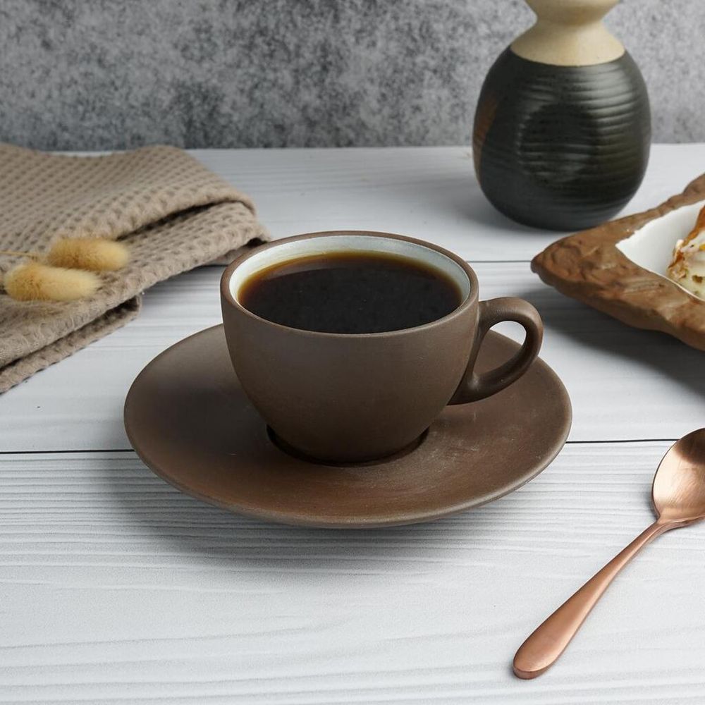 Чайная пара 200 мл d 9 см h6 см White Matt New Brown Taiga P.L. Proff Cuisine [6]