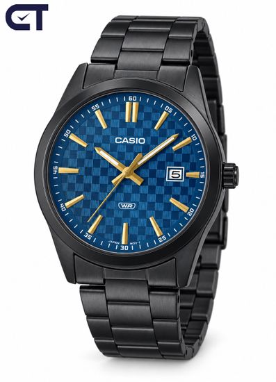 CASIO MTP-VD03B-2A CASIO Collection мужские наручные часы — синий циферблат, золотистый корпус и индикация даты
