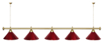 Лампа STARTBILLIARDS 5 пл. (плафоны зеленые,штанга зеленая,фурнитура золото)