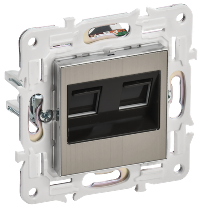 SKANDY Розетка компьютерная двойная RJ45 кат.6 SK-K04N металл никель IEK