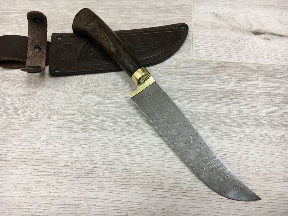 Нож Пчак Узбекский, дамасская сталь, рукоять венге