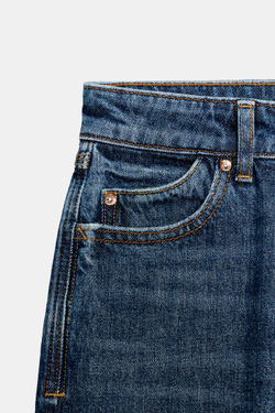 ZARA ДЖИНСЫ Z1975 MOM FIT С ВЫСОКОЙ ПОСАДКОЙ, СИНИЙ
