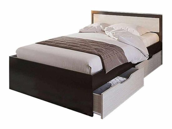 ГАРМОНИЯ КР 607 кровать с ящиками  0.8х2,0фасад БЕЛФОРТ/корпус ВЕНГЕ