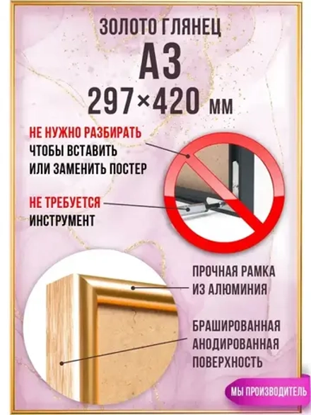 Металлическая рамка для постеров А3 (297х420 мм)