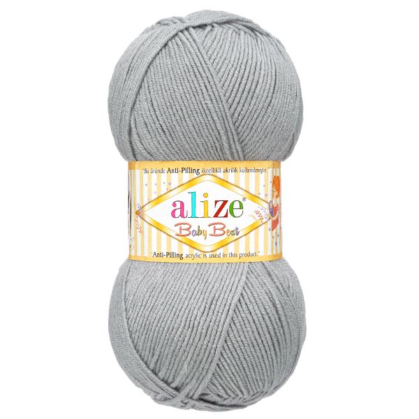 Пряжа Alize (Ализе) Baby Best / уп.5 мот. по 100 г, 240м, 344 серый A