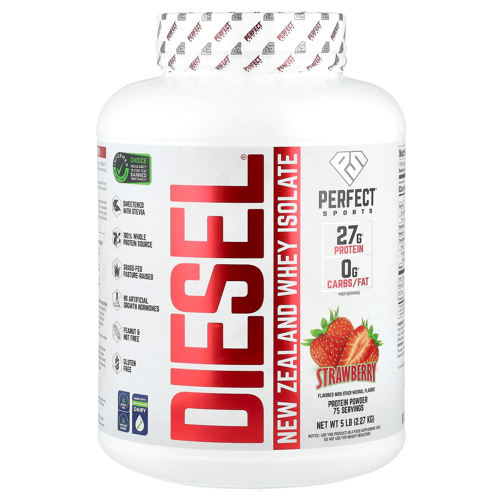 PERFECT Sports, Diesel®, изолят сыворотки из Новой Зеландии, клубника, 2,27 кг (5 фунтов)